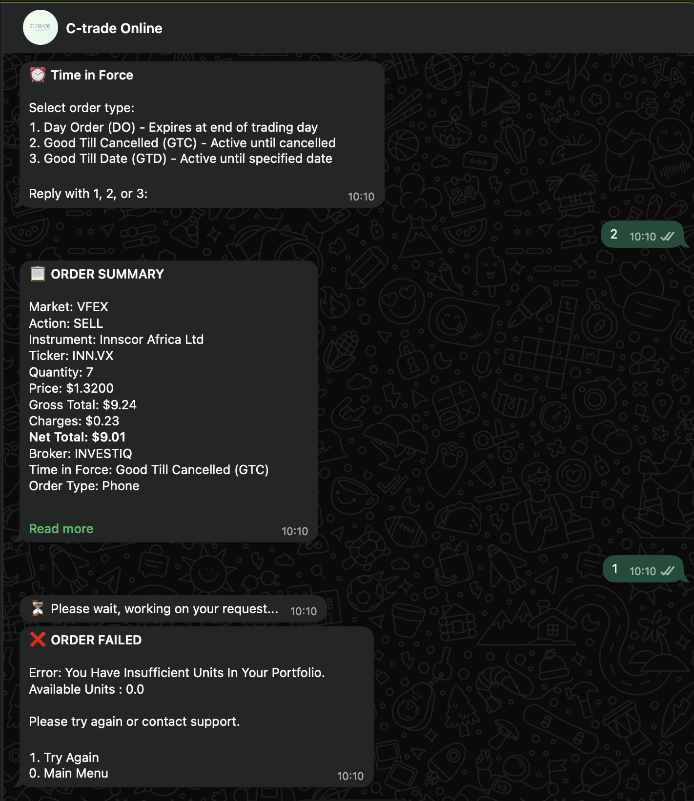 C-TRADE Chatbot follow-up conversation state