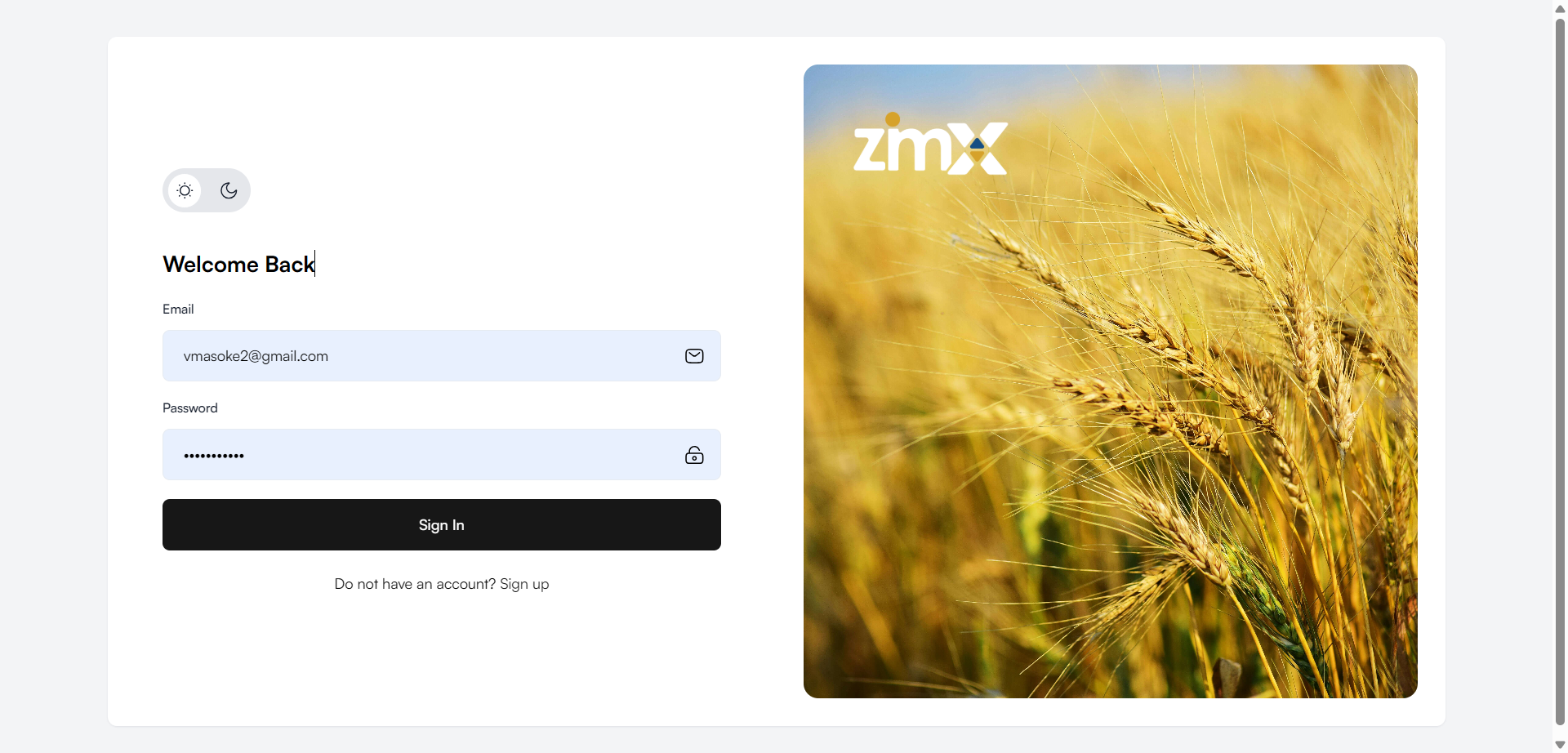 ZMX Admin Sign In